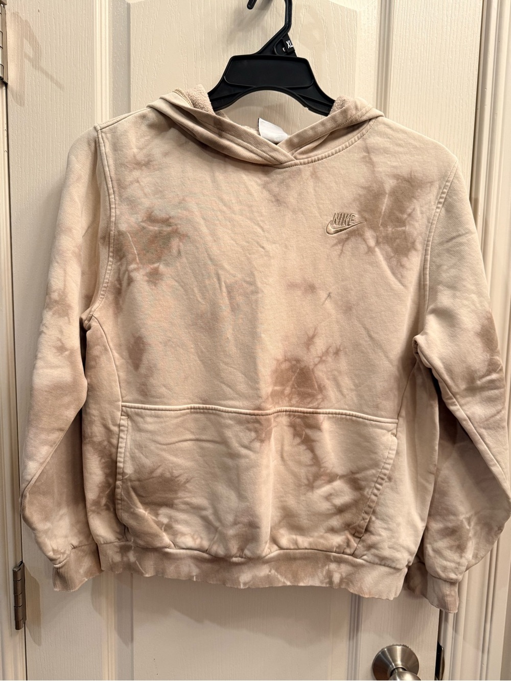 Nike Cream & Light Brown Tie-Dye Pullover Hoodie. Kids size XL